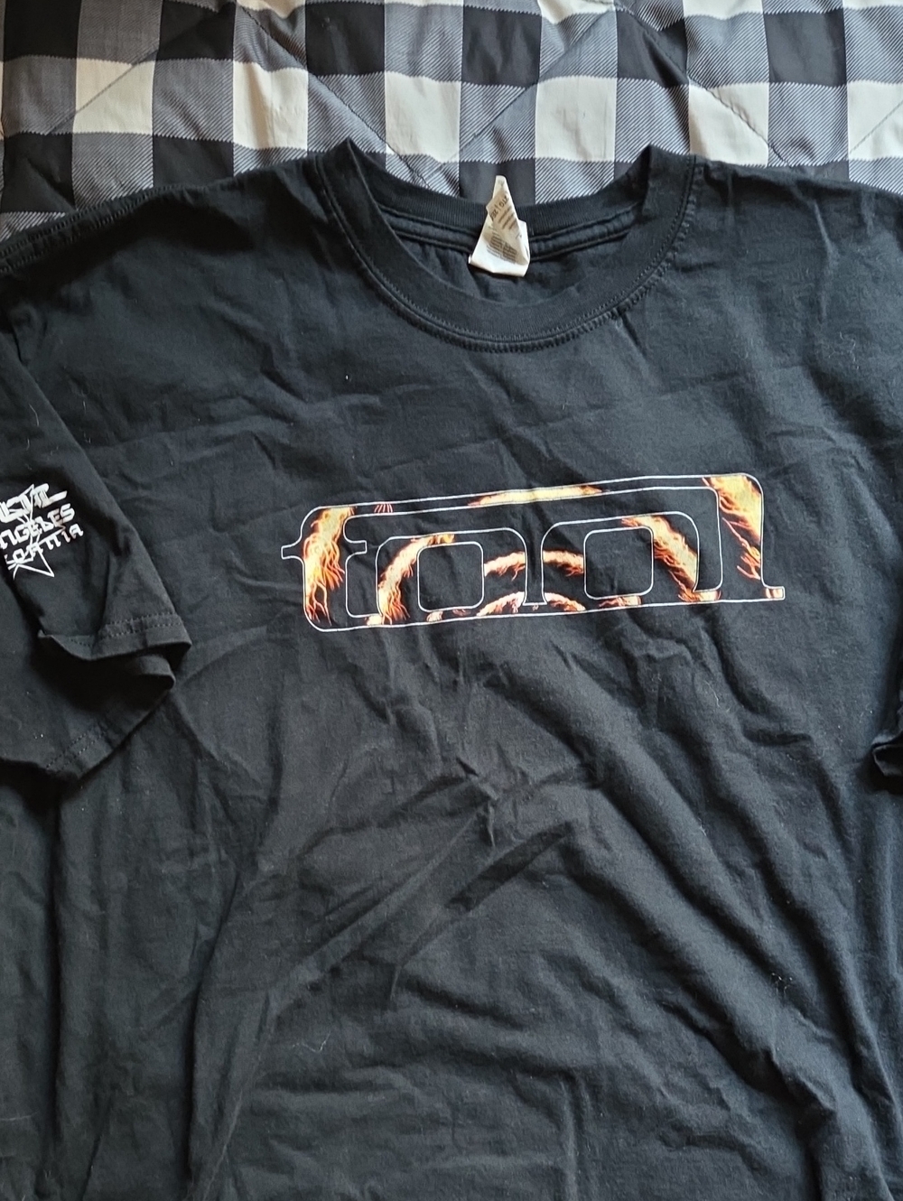 Band Black Graphic T-Shirt with Flame Logo